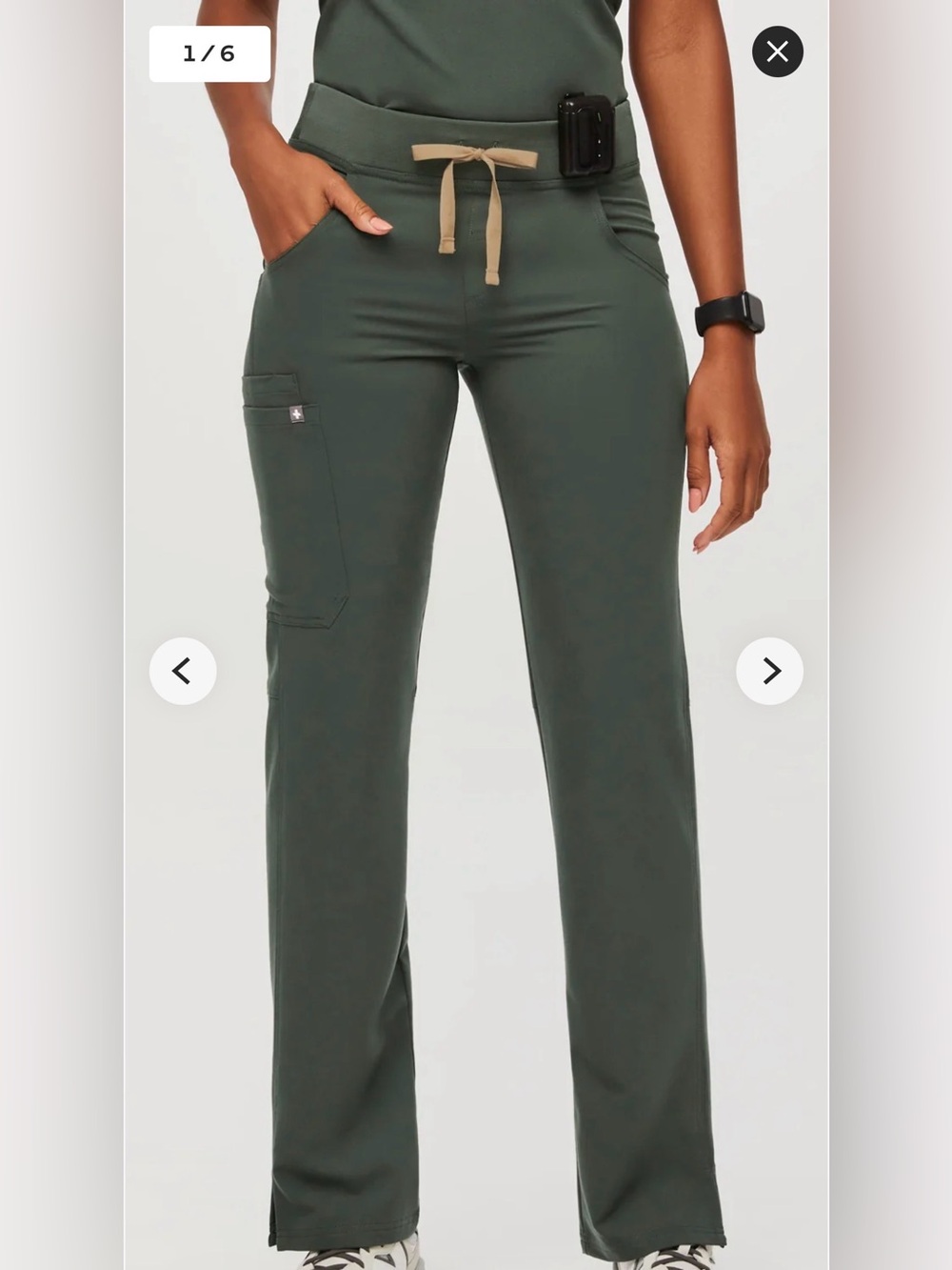 Figs Women’s Kade Cargo Scrub Pants Drawstring Scrub Pants in color Moss size S